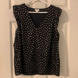 Women’s large black and gold sleeveless blouse - J Crew
